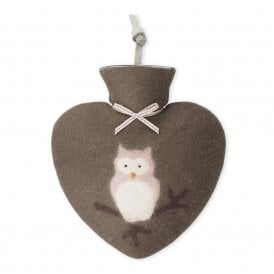 Beaver Brown Winter Owl Heart Hot Water Bottle