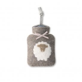 Brown White Sheep Mini Hot Water Bottle