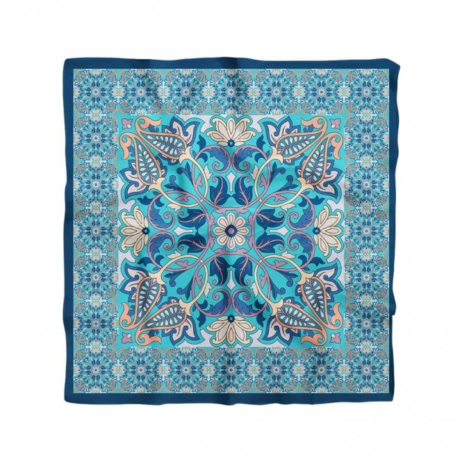 Dscarf Blue Pattern Satin Scarf