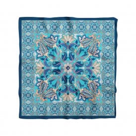 Blue Pattern Satin Scarf
