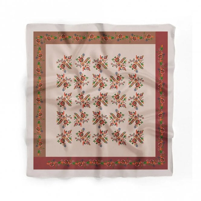 Dscarf Brown & Red Sprig Cotton Scarf