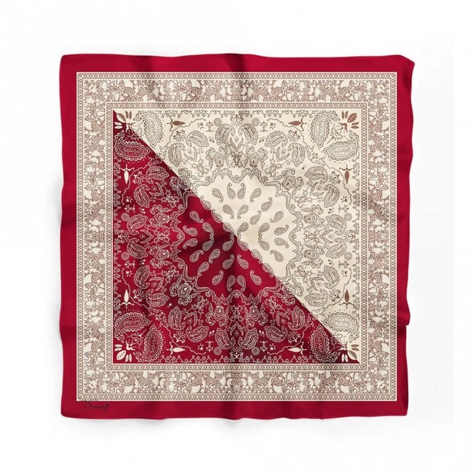 Dscarf Burgundy & Cream Paisley Satin Scarf