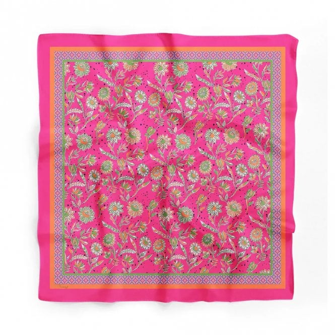 Dscarf Cerise Pink Floral Satin Scarf