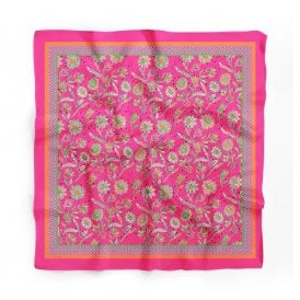 Cerise Pink Floral Satin Scarf
