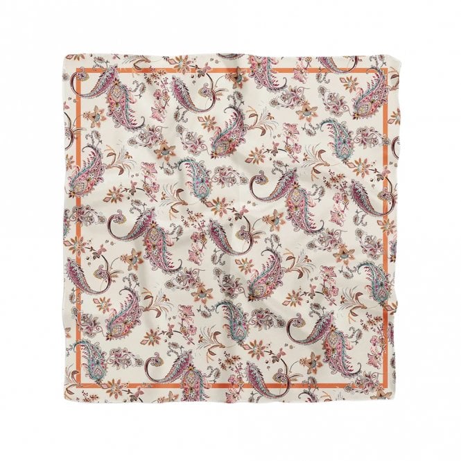 Dscarf Cream Paisley Pattern Satin Scarf