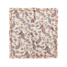 Cream Paisley Pattern Satin Scarf