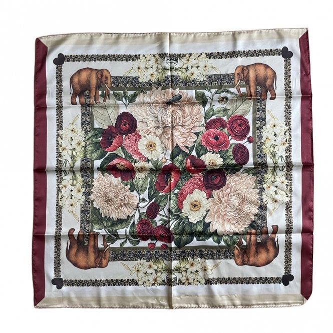 Dscarf Elephants Floral Satin Scarf