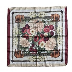 Elephants Floral Satin Scarf
