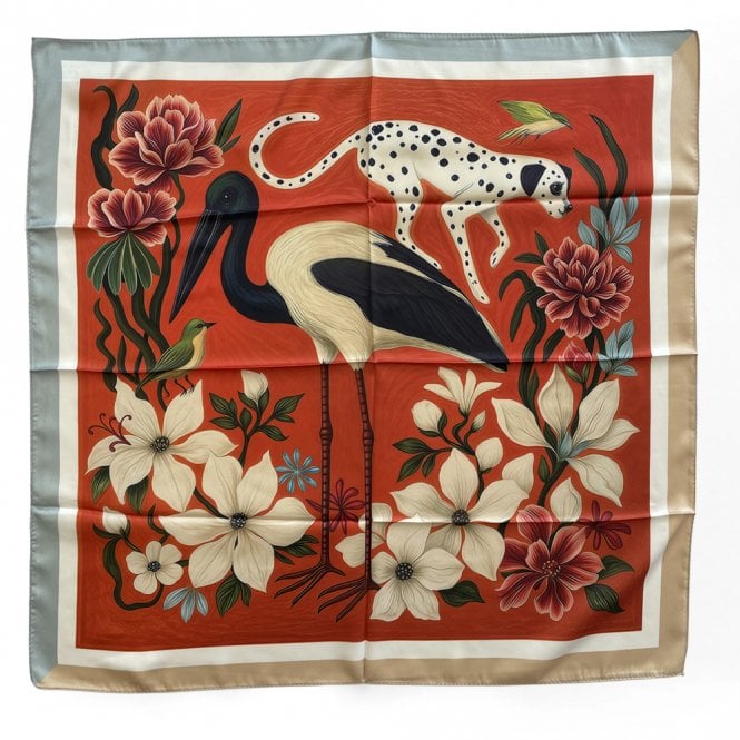 Dscarf Orange Bird & Dalmation Satin Scarf