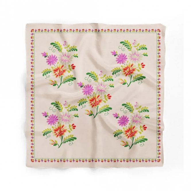 Dscarf Pink & Orange Floral Bunch Cotton Scarf