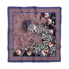 Purple Leopard Satin Scarf