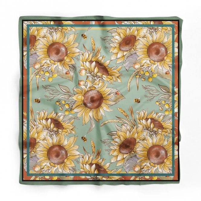 Dscarf Sunflowers & Insects Satin Scarf