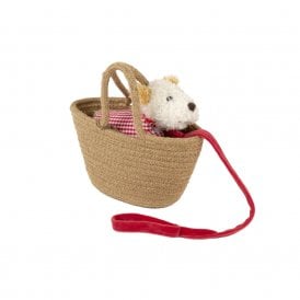 Eliot The Dog Small with Leash & Coat in Basket
