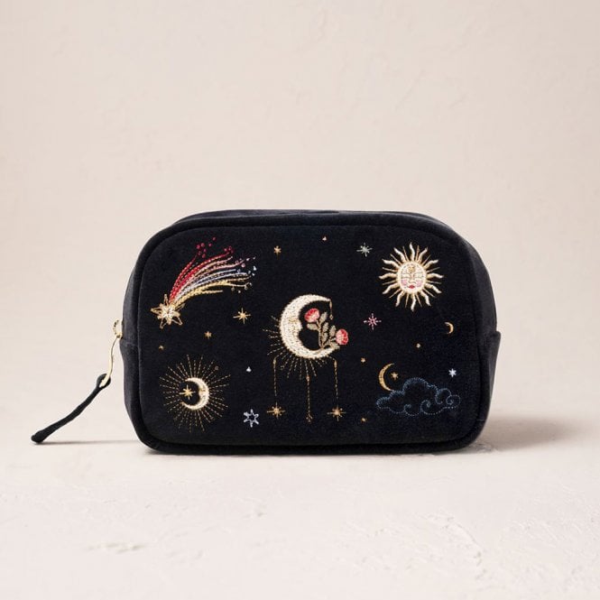 Elizabeth Scarlett Aurora Lights Velvet Makeup Bag - Charcoal