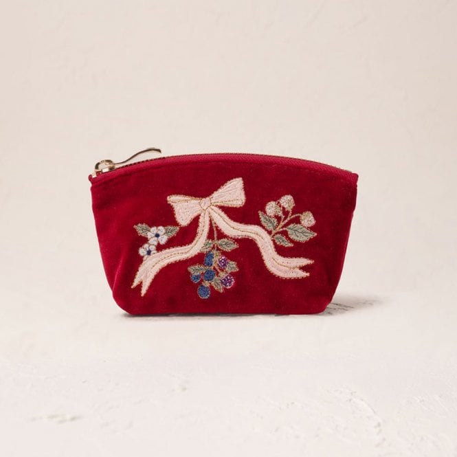 Elizabeth Scarlett Berries & Bows Velvet Coin Purse - Rouge