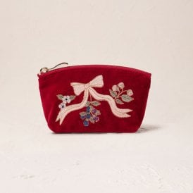 Berries & Bows Velvet Coin Purse - Rouge