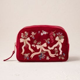 Berries & Bows Velvet Makeup Bag - Rouge