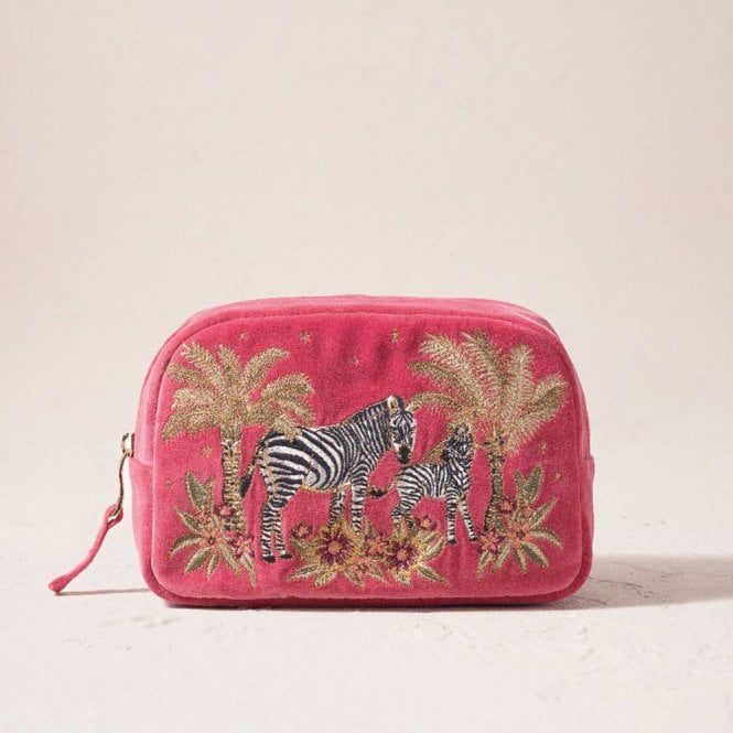Elizabeth Scarlett Botanical Zebra Makeup Bag - Peony