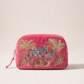 Botanical Zebra Makeup Bag - Peony
