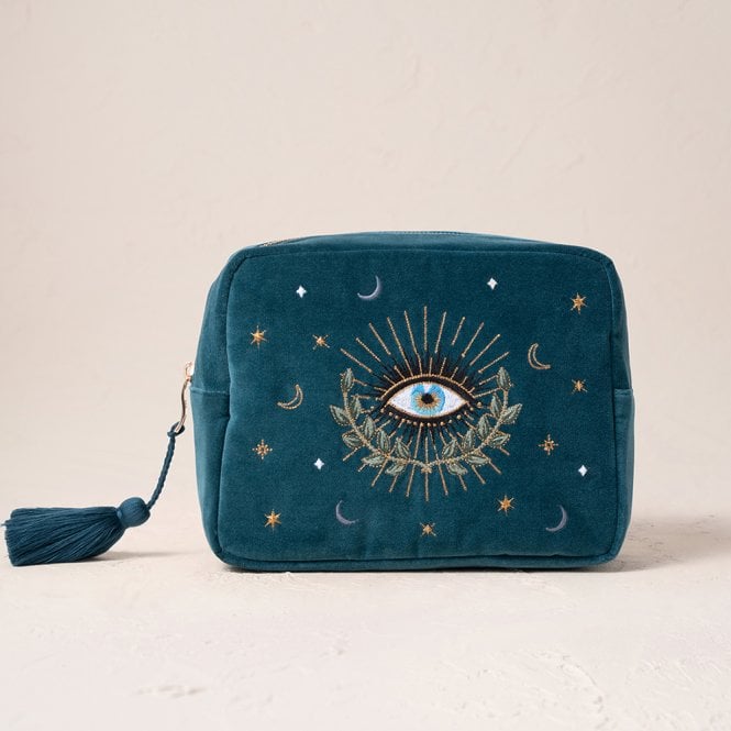 Elizabeth Scarlett Celestial Eye Velvet Wash Bag - Rich Blue