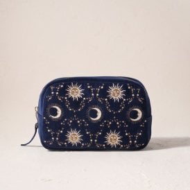 Celestial Sun & Moon Makeup Bag - Navy