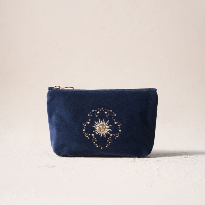 Elizabeth Scarlett Celestial Sun & Moon Mini Pouch - Navy