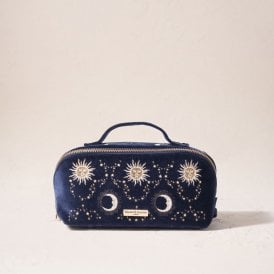 Celestial Sun & Moon Open Flat Makeup Bag - Navy