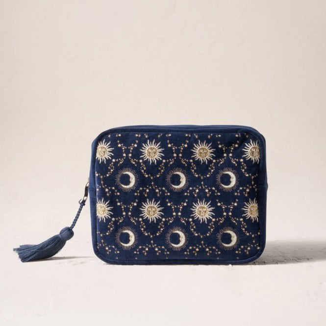 Elizabeth Scarlett Celestial Sun & Moon Wash Bag - Navy