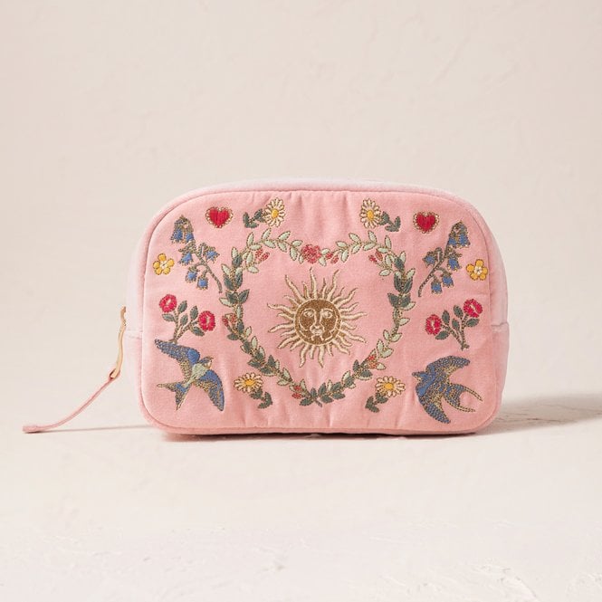 Elizabeth Scarlett Earth Goddess Velvet Cosmetic Bag - Rose