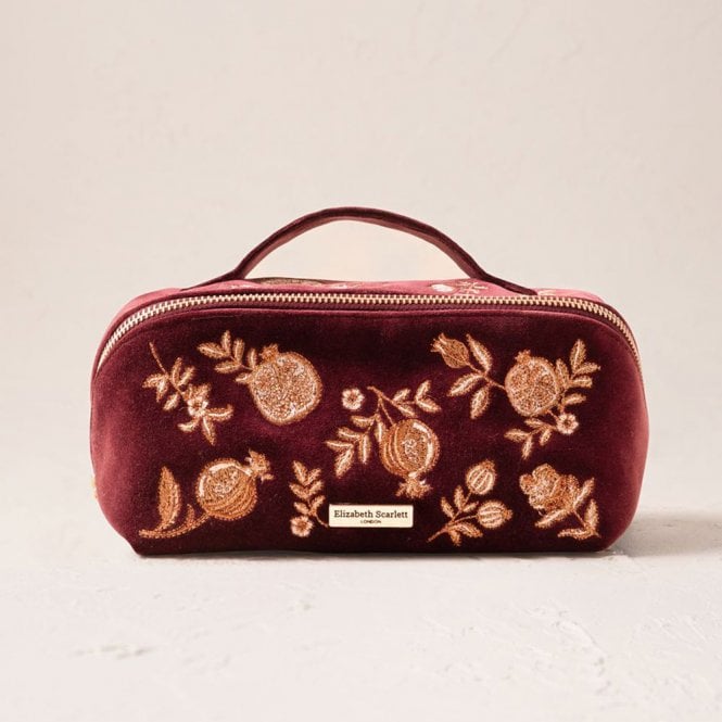 Elizabeth Scarlett Golden Pomegranate Open Flat Makeup Bag - Damson