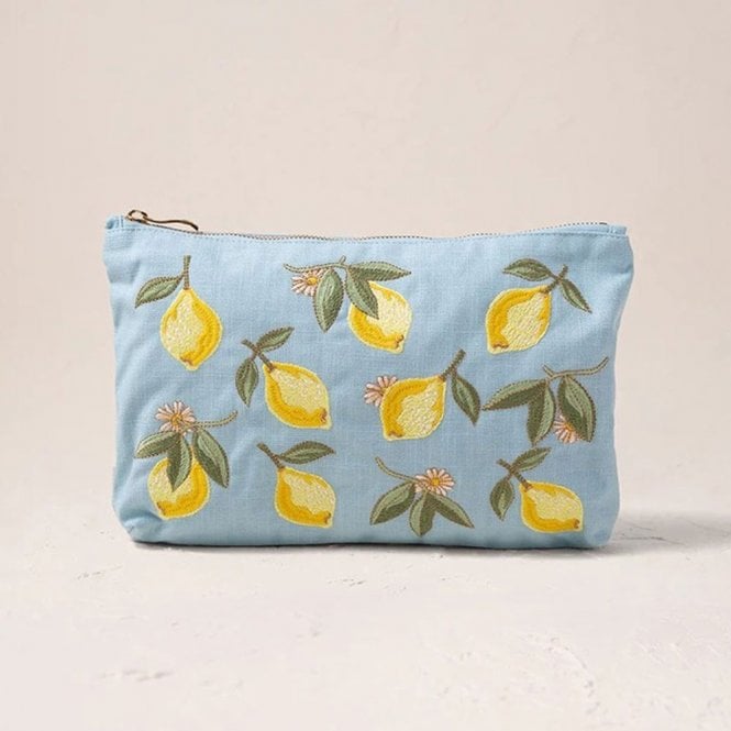 Elizabeth Scarlett Lemon Blossom Cotton Everyday Pouch - French Blue
