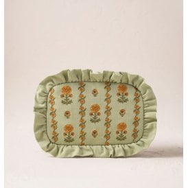 Marigolds Cotton Frill Makeup Bag - Celadon Green