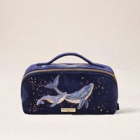 Mystical Whale Open Flat Makeup Bag - Navy