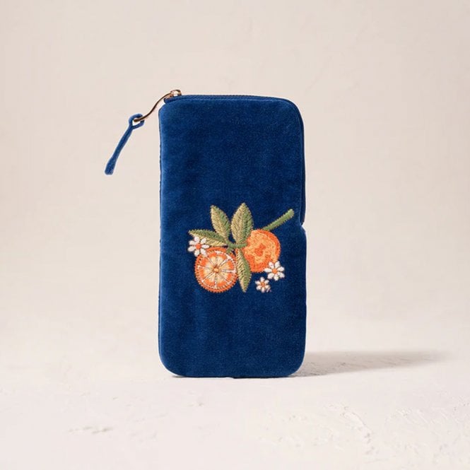 Elizabeth Scarlett Orange Blossom Velvet Glasses Case - Cobalt