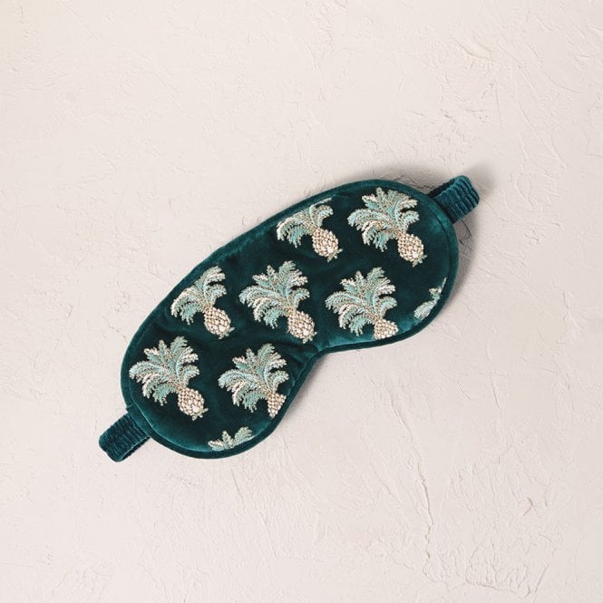 Elizabeth Scarlett Pineapples Velvet Eye Mask - Emerald