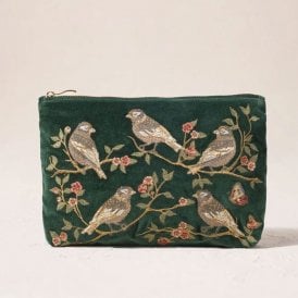 Songbirds Secret Garden Velvet Everyday Pouch - Forest