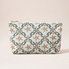 Starfish Garden Velvet Everyday Pouch - Ice Blue