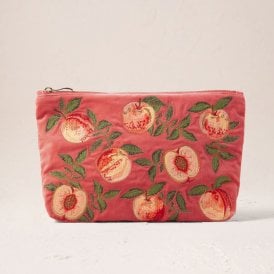Summer Peach Velvet Everyday Pouch - Spiced Coral