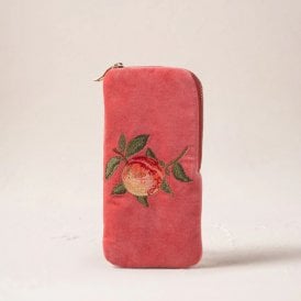 Summer Peach Velvet Glasses Case - Spiced Coral