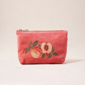 Summer Peach Velvet Mini Pouch - Spiced Coral