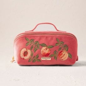Summer Peach Velvet Open Flat Makeup Bag - Spiced Coral