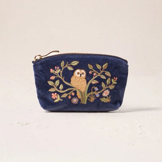 Elizabeth Scarlett Tree of Life Velvet Coin Purse - Indigo