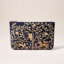 Tree of Life Velvet Everyday Pouch - Indigo