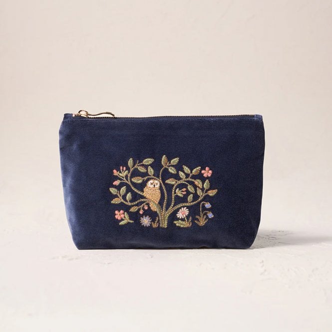 Elizabeth Scarlett Tree of Life Velvet Mini Pouch - Indigo