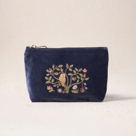 Tree of Life Velvet Mini Pouch - Indigo
