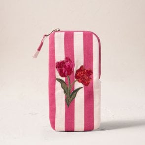 Elizabeth Scarlett Tulip Stripe Cotton Coin Purse - Pink 