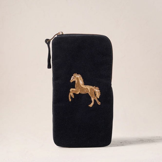 Elizabeth Scarlett Wild Horses Velvet Glasses Case - Charcoal