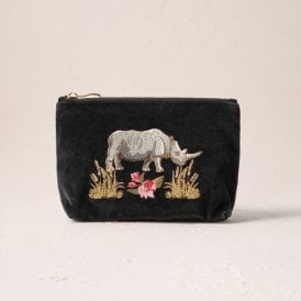 Wild Rhino Velvet Mini Pouch - Charcoal