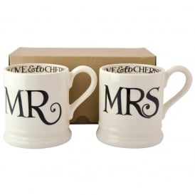 Black Toast Mr & Mrs Half Pint Mug Set