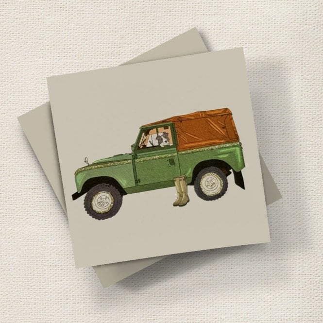English Graphics Vintage Land Rover Glitter Card